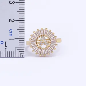 18k gold plated sterling silver letter a cubic zirconia ring minimalist fashion jewelry main view