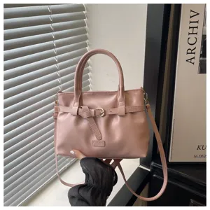 Chic pink women handbag retro niche design solid color shoulder crossbody bag for summer fashion