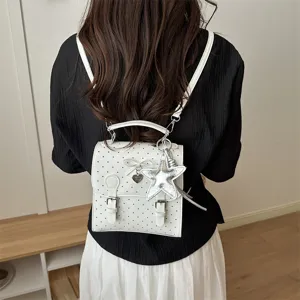 Stylish women's polka dot backpack 2026 summer new lightweight casual mini daypack bag.