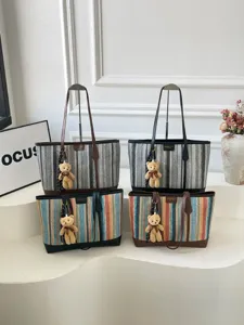 Woven tote bag large capacity commuter casual shoulder bag stylish fashion women bag