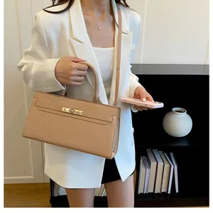 Modische lässige einfarbige Kroko-Muster Umhängetasche Damen elegante Handtasche Zubehör