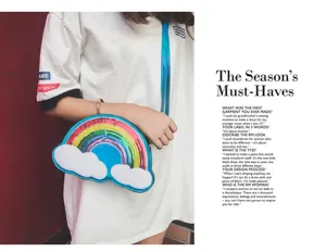 Bolso cruzado de lentejuelas con arco iris y nube, bolso de hombro colorido y elegante para mujer.