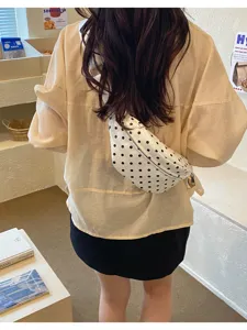 Polka dot crossbody bag casual shoulder chest bag stylish commuter waist bag for women