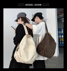 Japanischer Vintage-Segeltuch-Rucksack für Damen und Herren, lässige Schultasche mit großem Volumen.