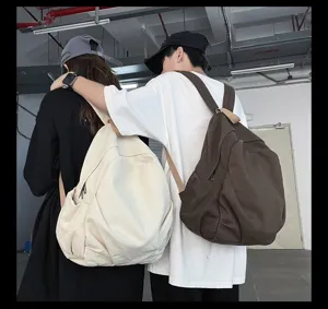 Minimalistischer Damen Canvas Rucksack Retro Einfarbig Schultertasche Alltag Campus Daypack