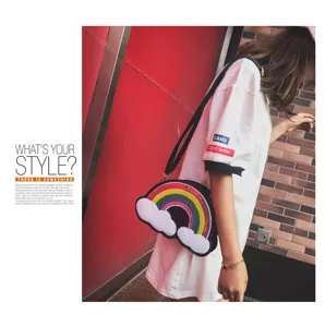 Bolso cruzado de lentejuelas con nube de arco iris bolso elegante de dibujos animados