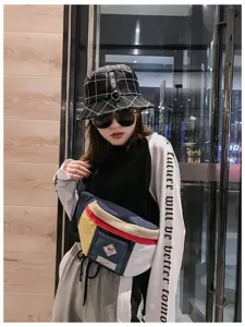 Koreanische Streetwear Retro Damen Brusttasche Harajuku Farbblock Taillentasche vielseitig