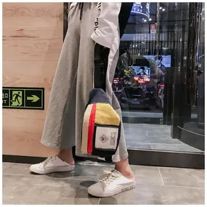 Damen Segeltuch Brusttasche Hip-Hop Stil Farblock Taillentasche lässige Streetwear Tasche