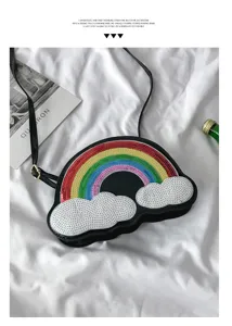 Bolso cruzado de lentejuelas con diseño de arcoíris para mujer, bonito bolso de hombro.