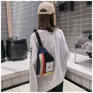 Koreanischer Streetwear Colorblock Brustbeutel für Damen, trendige Patchwork Gürteltasche.