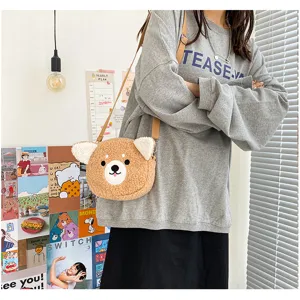 Süße Plüsch Bär Umhängetasche, flauschige Kawaii Schultertasche für Damen, süße Alltagstasche.