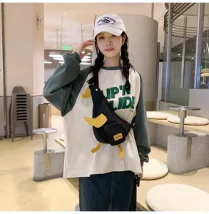 Japanische süße Ente Brusttasche Damen Canvas Umhängetasche lässig Schulter Student Mode Trend