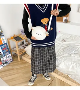 Süße Plüsch Schaf Umhängetasche mit Strickweste japanischer Stil flauschige Schultertasche.