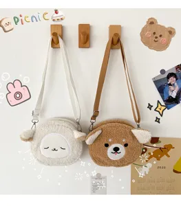 Niedliche Plüsch Umhängetasche Japanischer Stil Flauschiges Schaf Bär Design Tasche