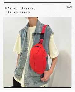 Rote Canvas Umhängetasche für Damen, wasserdichte Nylon Sport Bauchtasche für Alltag und Sport.