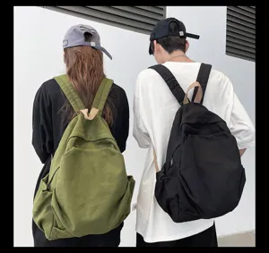 Vintage Einfarbig Canvas Rucksack für Damen und Herren, lässiger minimalistischer Schulrucksack.