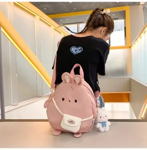 Zaino in nylon con coniglietto di cartone animato Harajuku giapponese carino per studenti.
