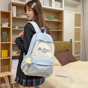 Süßer japanischer College-Stil farbblockierter Rucksack für Damen leichte Schultasche