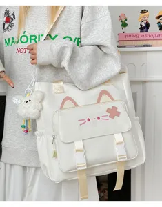 Süße Katzenohr-Leinen-Schultertasche lässige multifunktionale Umhängetasche Damen Alltag