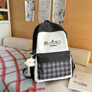 Japanischer Stil süßer College Rucksack für Damen leichtes Design Farbblock Schultasche