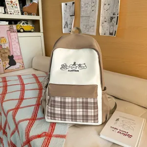 Japanischer süßer College-Rucksack für Damen, leicht, kontrastfarben, Schultasche