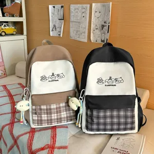 Japanischer süßer Rucksack im Collegestil, lässige, farblich abgesetzte Schultasche.