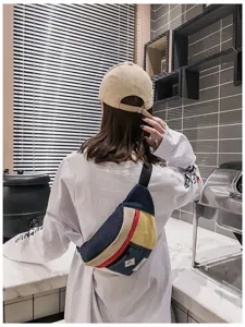 Koreanischer Streetwear Retro Damen Brusttasche Harajuku Patchwork Guerteltasche Tasche