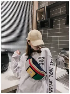 Modische farbblockierende Brusttasche, Harajuku Streetwear Taillentasche für den Alltag!