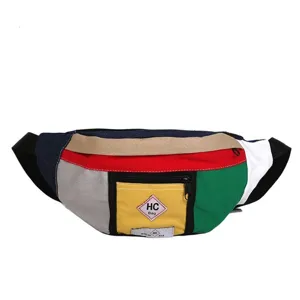 Koreanischer Streetwear bunter Patchwork Gürteltasche modische Brusttasche für Frauen