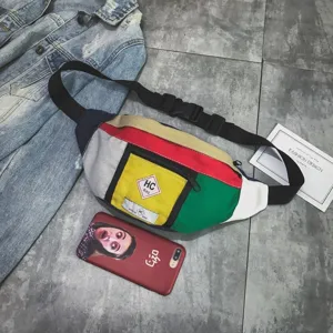 Koreanischer Streetwear Retro Damen Brusttasche Harajuku Farbblock Gürteltasche cool