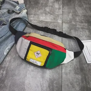 Bunter Patchwork Gürteltasche Streetwear Brusttasche Vintage Segeltuch Hüfttasche.