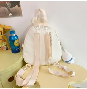 Zaino in nylon con orecchie di coniglio, grande capacità in stile Harajuku per studenti.