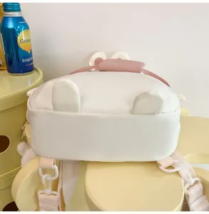 Zaino in nylon con coniglietto carino, grande capacità stile kawaii per scuola e tempo libero.