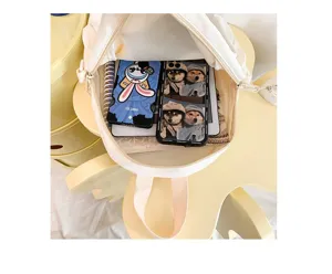 Zaino in nylon bianco grande capacita stile Harajuku carino borsa scuola dettaglio