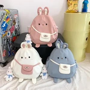 Zaino in nylon con coniglio di cartone animato carino grande capacita per studenti