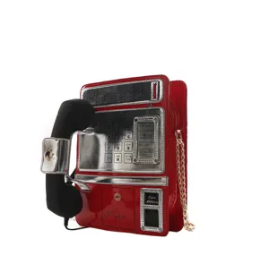 Retro Telefon Form Neuheit Umhängetasche mit Kette, kreative lustige Damen Schultertasche.