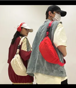 Einfarbige Canvas Brusttasche wasserdichte Nylon Sport Umhängetasche für Paare im Alltag
