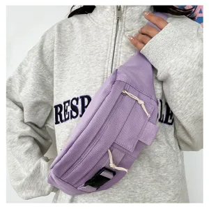 Japanischer Retro Kordsamt Brustbeutel lässige Umhängetasche Gürteltasche für Damen und Studenten