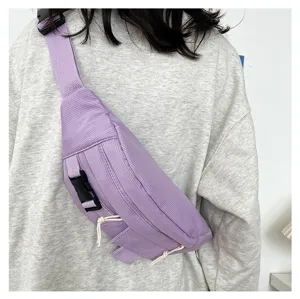 Lässige lila Kord Brusttasche, Harajuku Retro Studenten Umhängetasche für Frauen Stil.