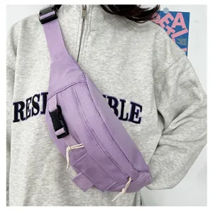 Japanischer Stil Cord Brusttasche lässige Umhängetasche für Damen einfarbige Gürteltasche