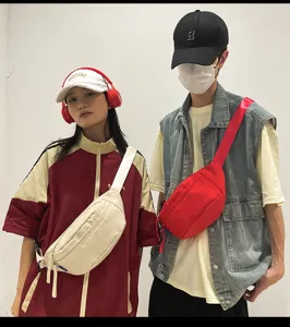 Lässige einfarbige Segeltuch Brusttasche wasserdichte Nylon Umhängetasche für Paare Trend