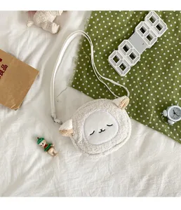 Süße Plüsch Schaf Umhängetasche für Damen und Mädchen, weiche flauschige Tiertasche.