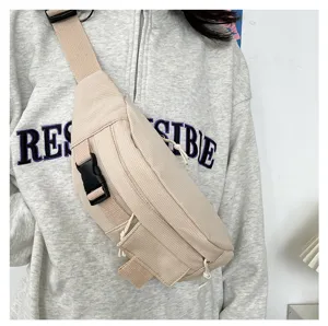 Japanischer Retro lässiger Canvas-Brustbeutel für Damen, praktische Umhängetasche.
