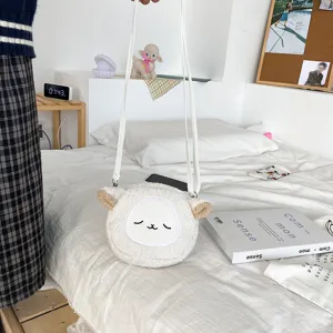 Süße Plüsch Schaf Umhängetasche, weiche flauschige Cartoon Tier Schultertasche für Damen Alltag.