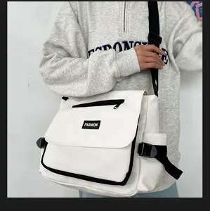 Japanische Vintage Umhängetasche weiße Segeltuch Crossbody Schultertasche für Studentenschule