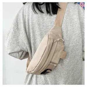 Japanische Retro Freizeittasche für Damen, stilvolle einfarbige Umhängetasche aus Segeltuch.