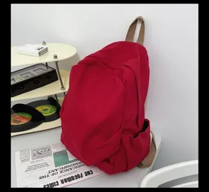 Einfarbiger Vintage-Segeltuch-Rucksack für Damen minimalistische Schultasche im japanischen Stil