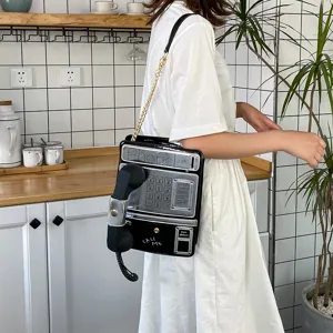Einzigartige Umhängetasche in Form eines Retro-Telefons mit kreativem Design für Damen.