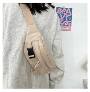 Japanischer Stil Retro Freizeit Brusttasche für Damen, einfache einfarbige Segeltuchtasche.