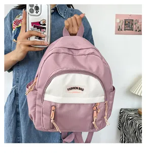 Kompakter Freizeit Rucksack in Rosa, stilvoller minimalistischer Mini Tagesrucksack Schule.